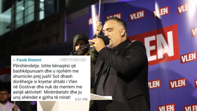 Letra e dorëheqjes së Fisnik Ristemit nga shefi i shtabit të VLEN-it në Gostivar
